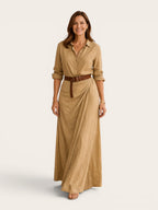 Valentina – Belted Lapel Maxi Dress