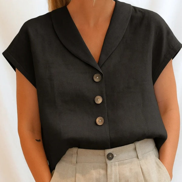 Aveline – Tailored Linen Button Blouse