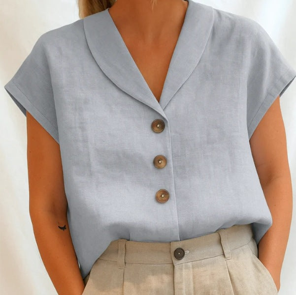 Aveline – Tailored Linen Button Blouse