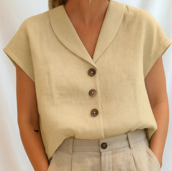 Aveline – Tailored Linen Button Blouse