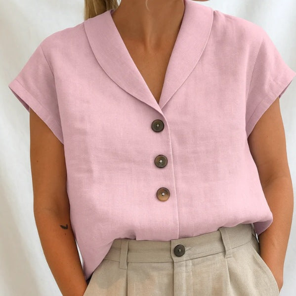 Aveline – Tailored Linen Button Blouse