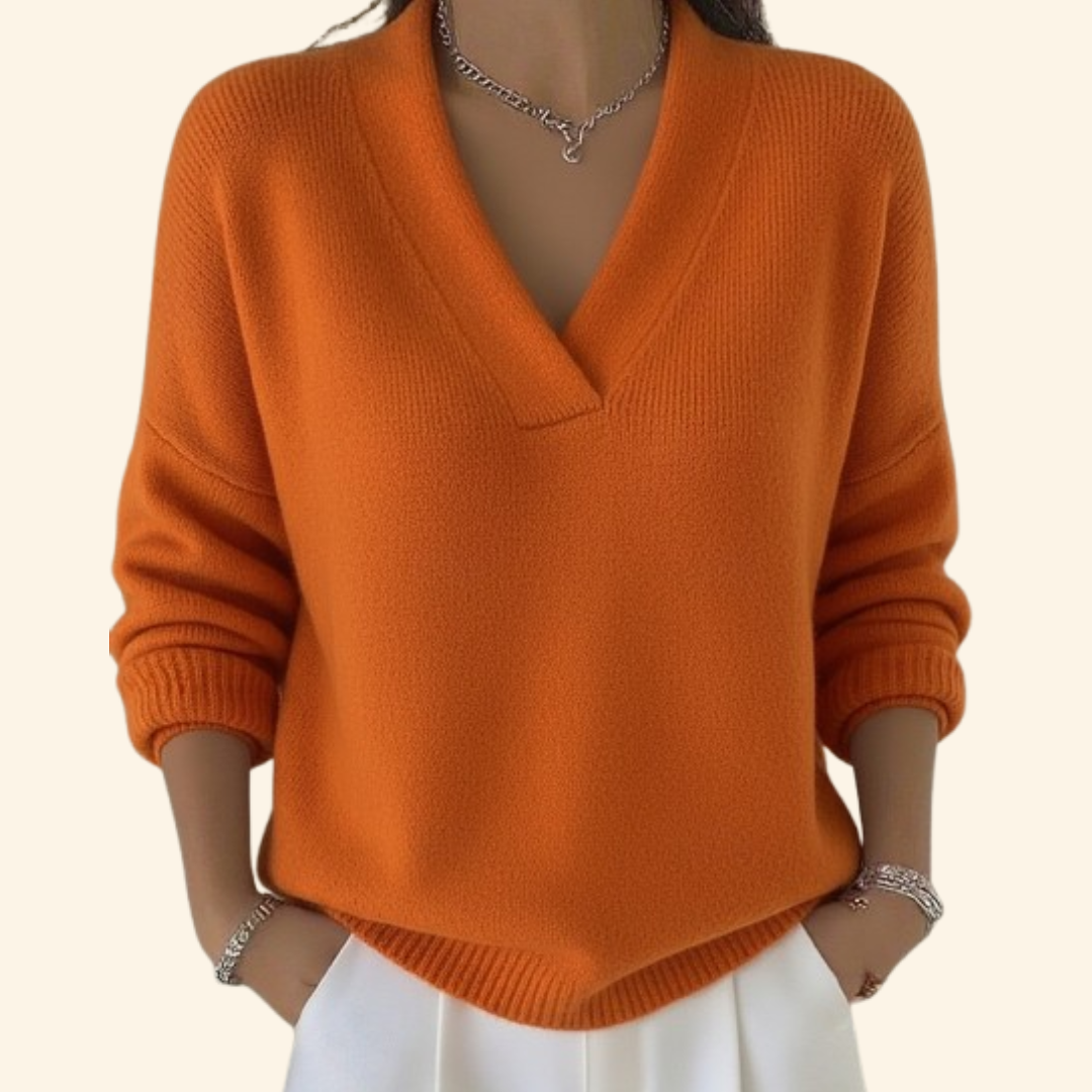 Auvie – Relaxed V-Neck Elegant Knit