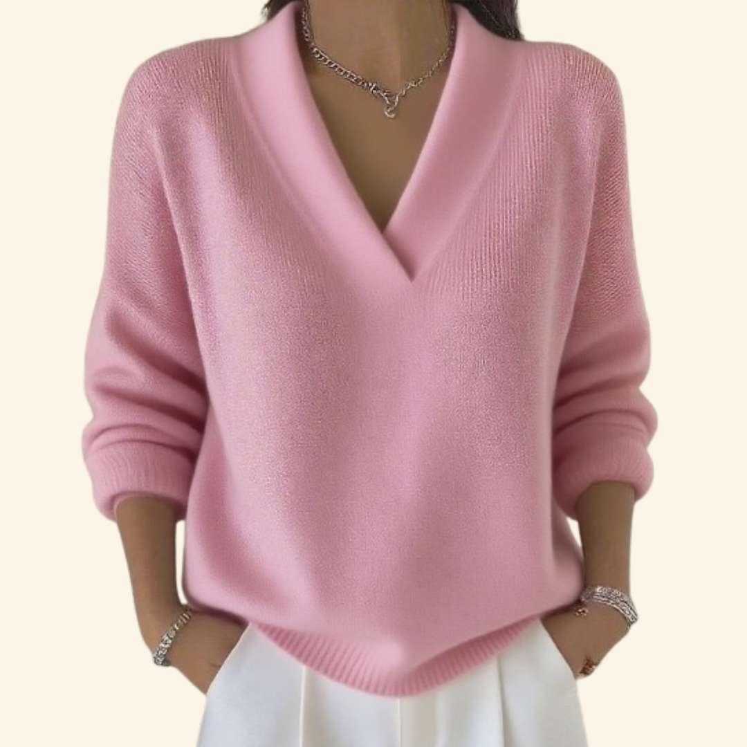 Auvie – Relaxed V-Neck Elegant Knit