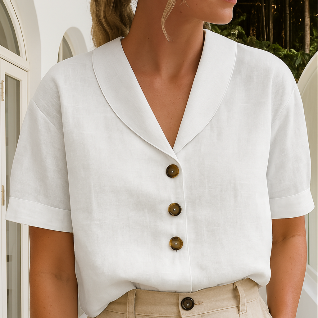 Aveline – Tailored Linen Button Blouse