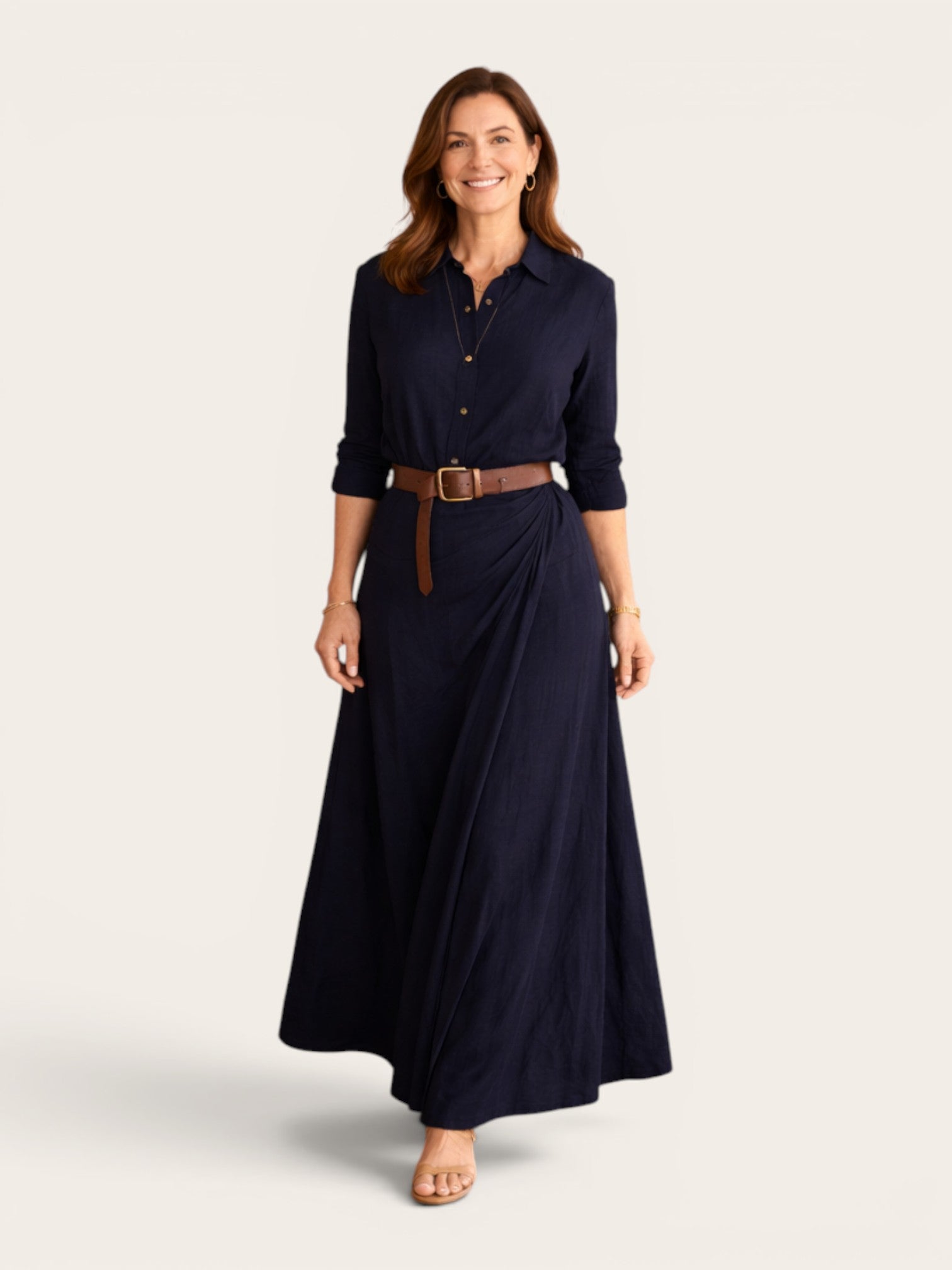 Valentina – Belted Lapel Maxi Dress