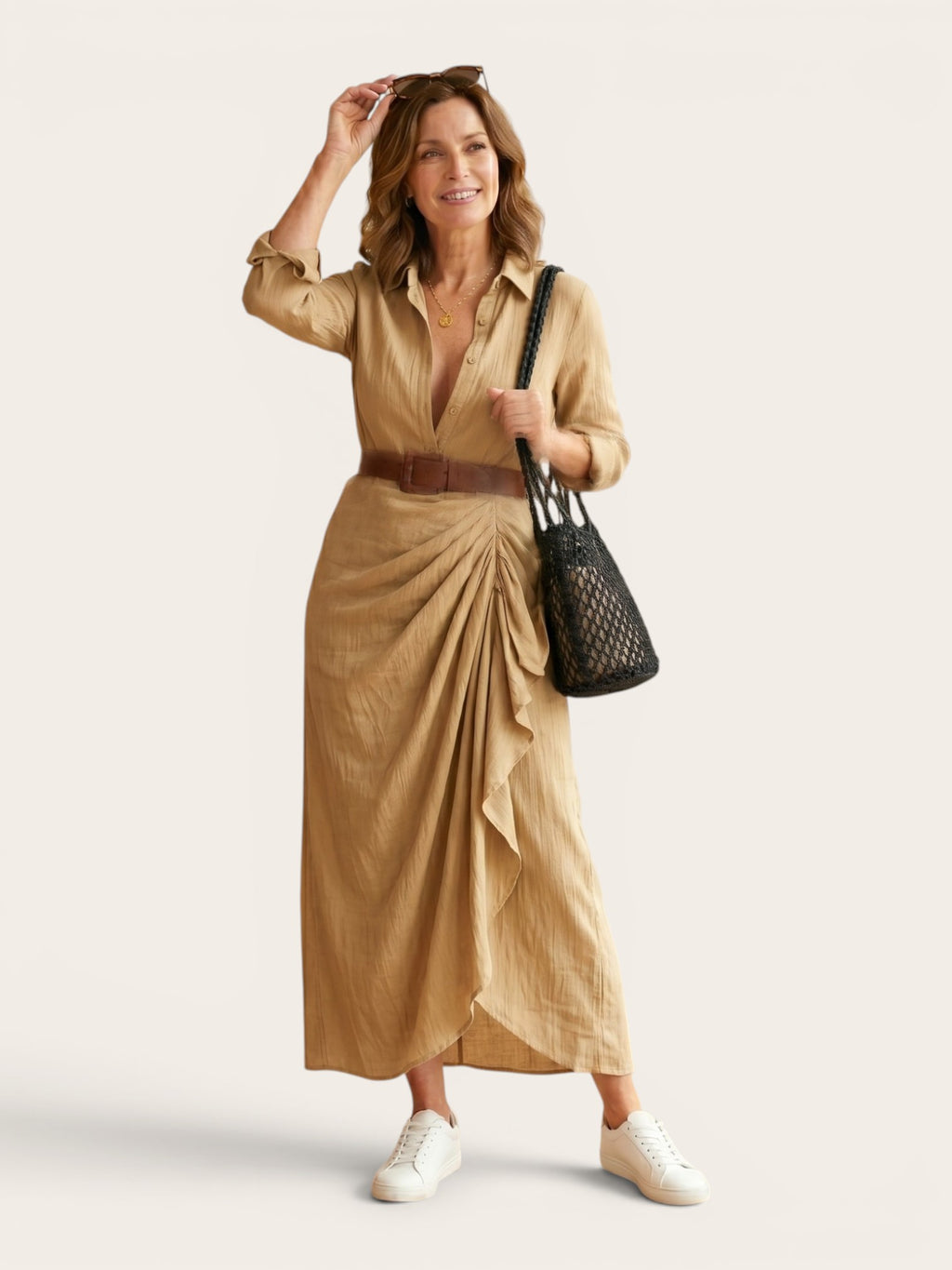 Valentina – Belted Lapel Maxi Dress