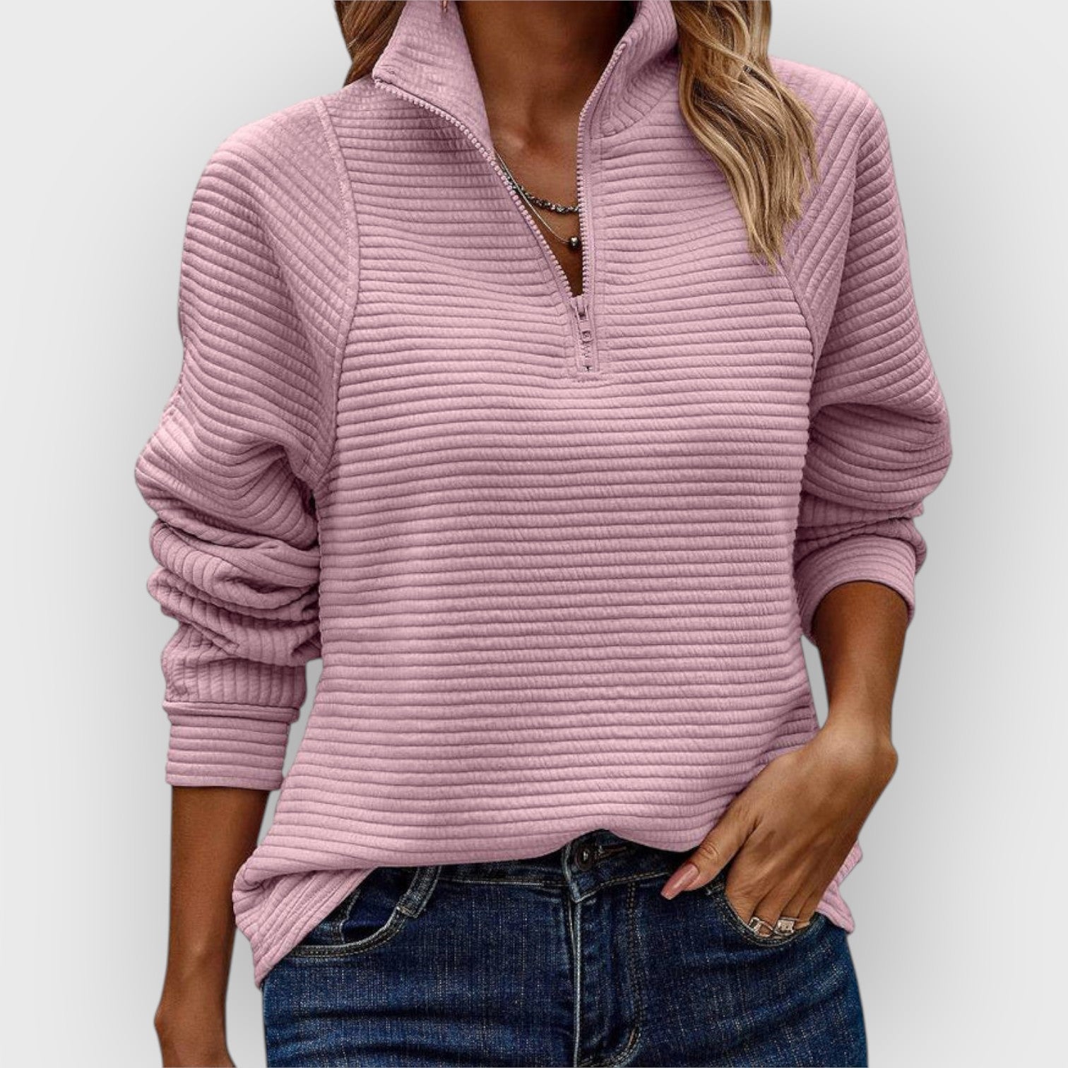 Chrystah – Soft Half-Zip Cozy Knit