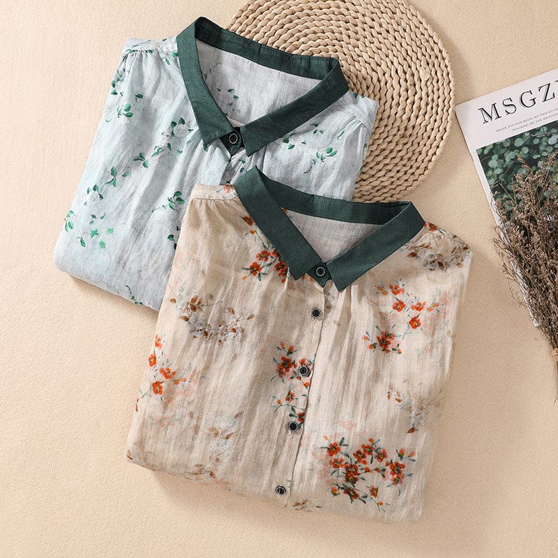 Elowen – Floral Linen Blend Blouse