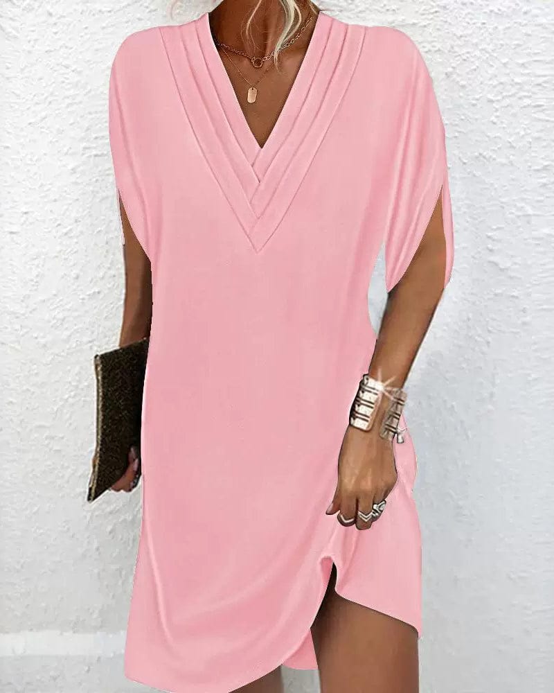 Elara – Soft Drape V-Neck Dress
